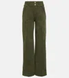 Frame High-rise Wide-leg Jeans In Green