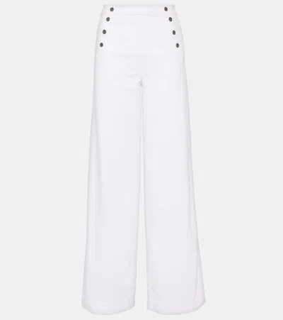 Frame High-rise Wide-leg Pants In White