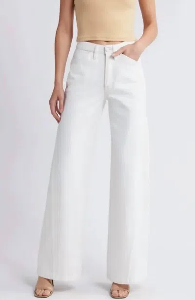 Frame High Rise Wide Leg Trouser In Offwhite In Beis