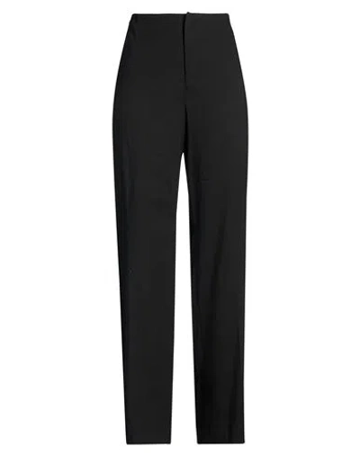 Frame High Rise Wide Leg Trouser Woman Pants Black Size 10 Organic Linen, Viscose, Elastane