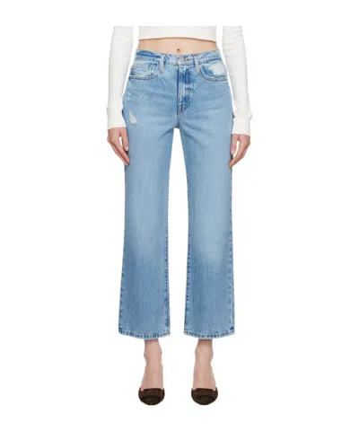 Frame High-rise Zipper Jeans In Blue