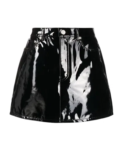Frame High-shine Finish Skirt In Black