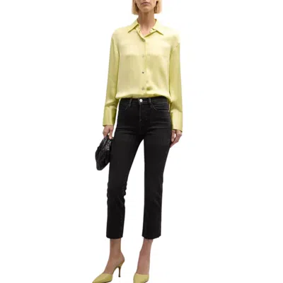 Frame High Straight Released Hem Jeans In Hutchinson In Black