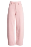 Frame High Waist Barrel Jeans In Washed Dusty Pink