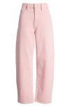 Frame High Rise Barrel-leg Jeans In Washed Dusty Pink