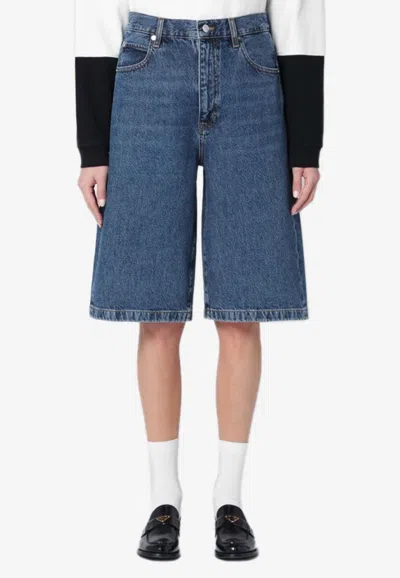 FRAME HIGH-WAIST BERMUDA DENIM SHORTS