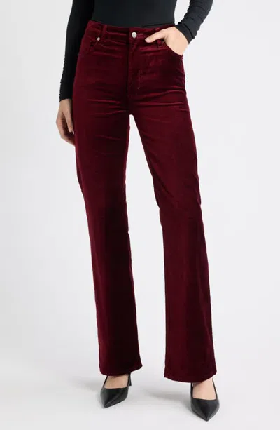Frame High Waist Bootcut Velvet Jeans In Burgundy