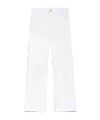 Frame High Waist Button Denim Trousers In White