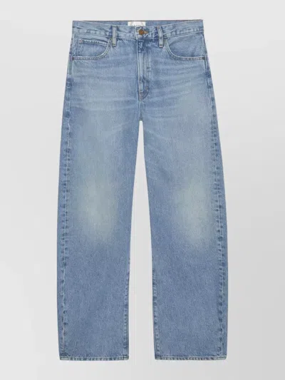Frame High Waist Cropped Straight Leg Denim Jeans In Blue