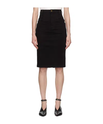 Frame High-waist Denim Pencil Skirt