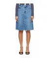 Frame Deconstructed Denim Midi Skirt In Mabel In Blue
