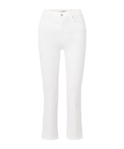 Frame High Waist Flared Jeans In White