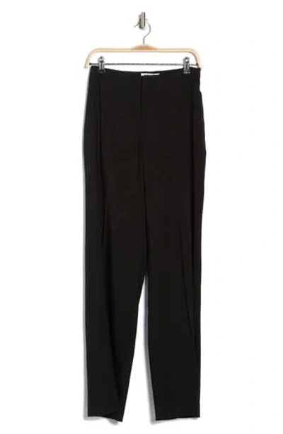 Frame High Waist Linen Blend Wide Leg Trousers In Black