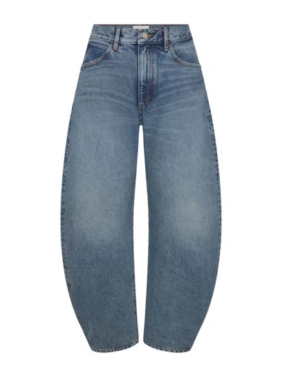 Frame High Waist Round Leg Jeans With Adjustable Turn-up In Blue
