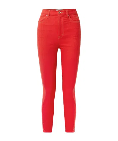 Frame High Waist Skinny Jeans In Red