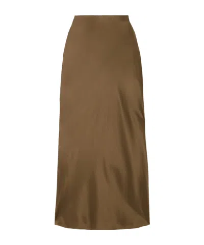Frame High Waist Skirt In Brown