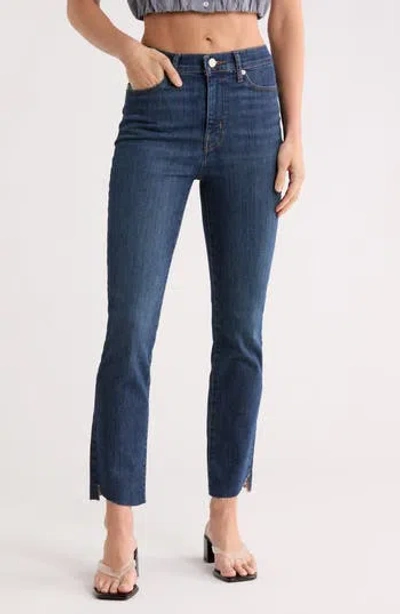 Frame High Waist Step Hem Straight Leg Jeans In Blue