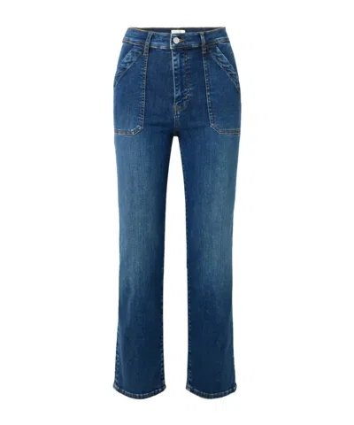 Frame The Utility Organic High-rise Straight-leg Jeans In Blue