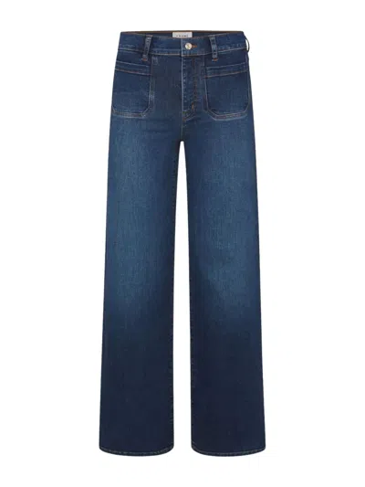 Frame High Waist Straight Leg Jeans With Pockets In Blue