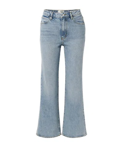 Frame The Pixie Arrow Cropped High-rise Bootcut Jeans In Blue