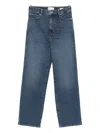Frame The Wide High Waist Ankle Wide Leg Jeans In Blue