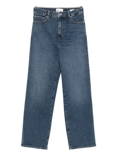 Frame The Wide High Waist Ankle Wide Leg Jeans In Blue