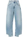 Frame Long Barrel Released Inside Step Fray Jeans Divine In Blue