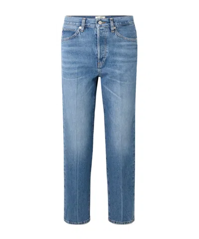 Frame High-waisted Straight Leg Jeans In Blue