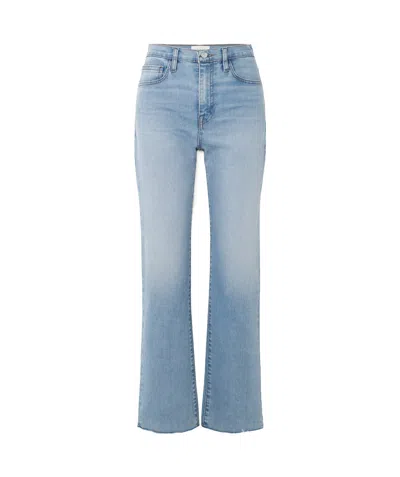 Frame High-waisted Straight-leg Nine-inch Denim Pants In Blue