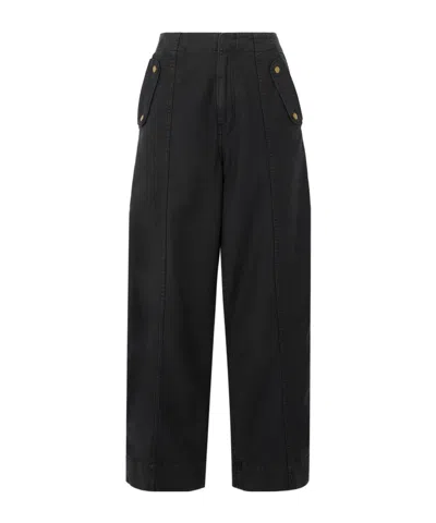 Frame High-waisted Wide-leg Casual Pants In Black