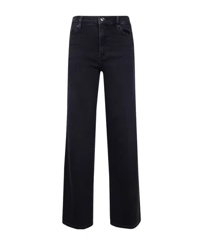 Frame Le Slim Palazzo Black Jeans With Logo Patch On The Rear And Wide Leg In Denim Woman