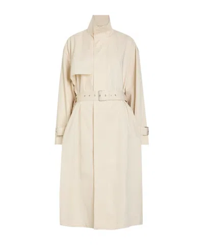 Frame High-neck Cotton Trench Coat In White