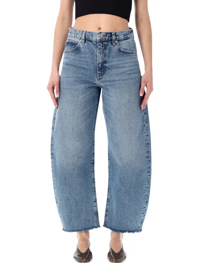 Frame High-rise Bubble Jeans - 27" Inseam In Rapture Raw Blue