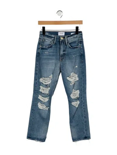 Pre-owned Frame High-rise Straight Leg Jeans In Blue