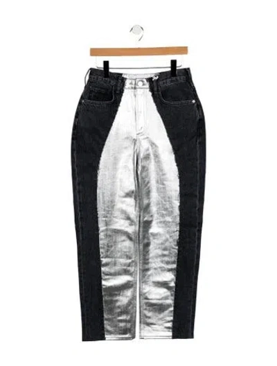 Pre-owned Frame High-rise Straight Leg Jeans In Silver