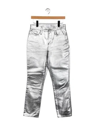 Pre-owned Frame High-rise Straight Leg Jeans In Silver