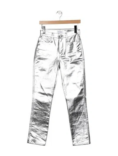 Pre-owned Frame High-rise Straight Leg Jeans In Silver