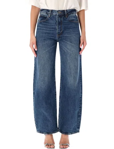 Frame High Rise Wide Leg Denim Jeans In Blue