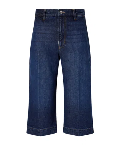 Frame High-waisted Straight Leg Cropped Denim Pants In Blue