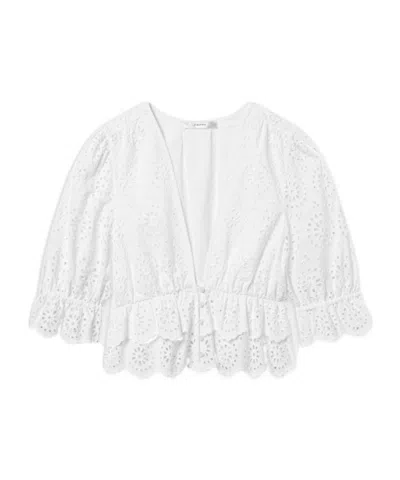 Frame Hollow-out V-neck Shirt In White