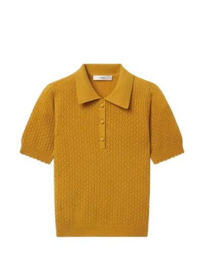 Frame Honeycomb Pointelle-knit Polo Shirt In Gold