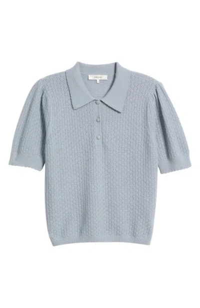 Frame Honeycomb Polo Sweater In Blue