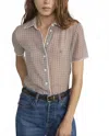 Frame Houndstooth Collared Top In Multi In Brown