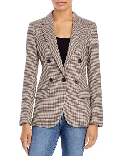 Frame Houndstooth Double Breasted Blazer In Brown
