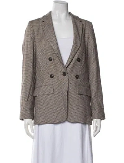 Pre-owned Frame Houndstooth Print Blazer In Brown