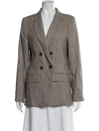 Pre-owned Frame Houndstooth Print Blazer In Brown