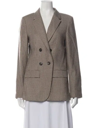 Pre-owned Frame Houndstooth Print Blazer In Brown/neutrals