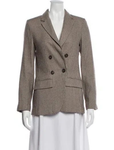 Pre-owned Frame Houndstooth Print Blazer In Neutral