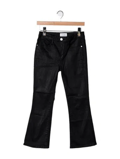 Pre-owned Frame Houndstooth Print Flared Pants In Black