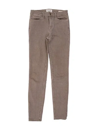 Pre-owned Frame Houndstooth Print Skinny Leg Pants In Neutrals